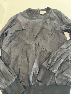 Self-Portrait Slate Gray Long-Sleeve silk size 2 Top